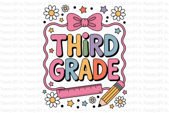 Third 3rd Grade Back to School PNG: A Creative Coquette Bow Design
